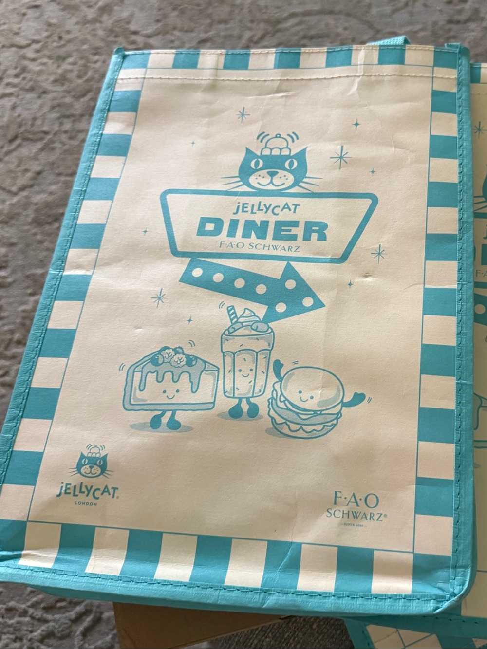 Bundle of 3 Jellycat X FAO Schwartz Reusable bags with one sticker sheet